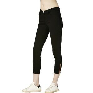 Etienne Marcel Signature Skinny Crop Pant Black with Red Zipper‎ NEW Size 28
